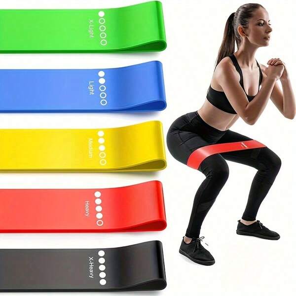 5 Packs Fitness Resistance Bands, Training Tension Bands For Hip Lifts, Leg Training, Body Stretching And Strength Training, Fitness Exercise Training Hip Pull Bands, Leg Squat Dance Elastic Circle Stretch Bands, Suitable For Strength Training And Muscle Building, Improve Body Flexibility, Yoga And Pilates,