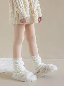 1 件保暖内衬舞蹈紧身裤，保暖针织腿套，防滑鞋底，厚实保暖，适合 5°C 以下温度，适合秋冬季