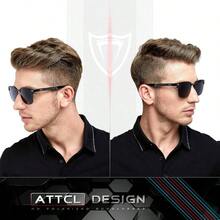 ATTCL Lentes de sol polarizadas para hombre, estilo retro ultraligero Al - Mg con marco de metal, para hombre y mujer - 8188-Negro+Gris/Non Espejado - Ver 2