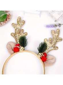 1pc Cute Christmas Reindeer Antler Headband - Holiday Headpiece, Durable Plastic, Non-Feather, Fashionable Decorative Hairband, Suitable As Gift - Single Packed Christmas Decorations Home Christmas Gifts Christmas Decor - Multicolor - View 3