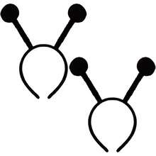 2 Pcs Halloween Bee Headband Antenna Hair Hoops Women Animal Headpiece Hairband Hair Bands Head Boppers - 黑色 - 查看 2