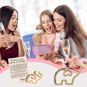 6-Pack Classic Style Artificial Wood Elephant Friendship Ornaments, Sisterhood Decorative Hanging Charms, Christmas Gifts For Women And Friends