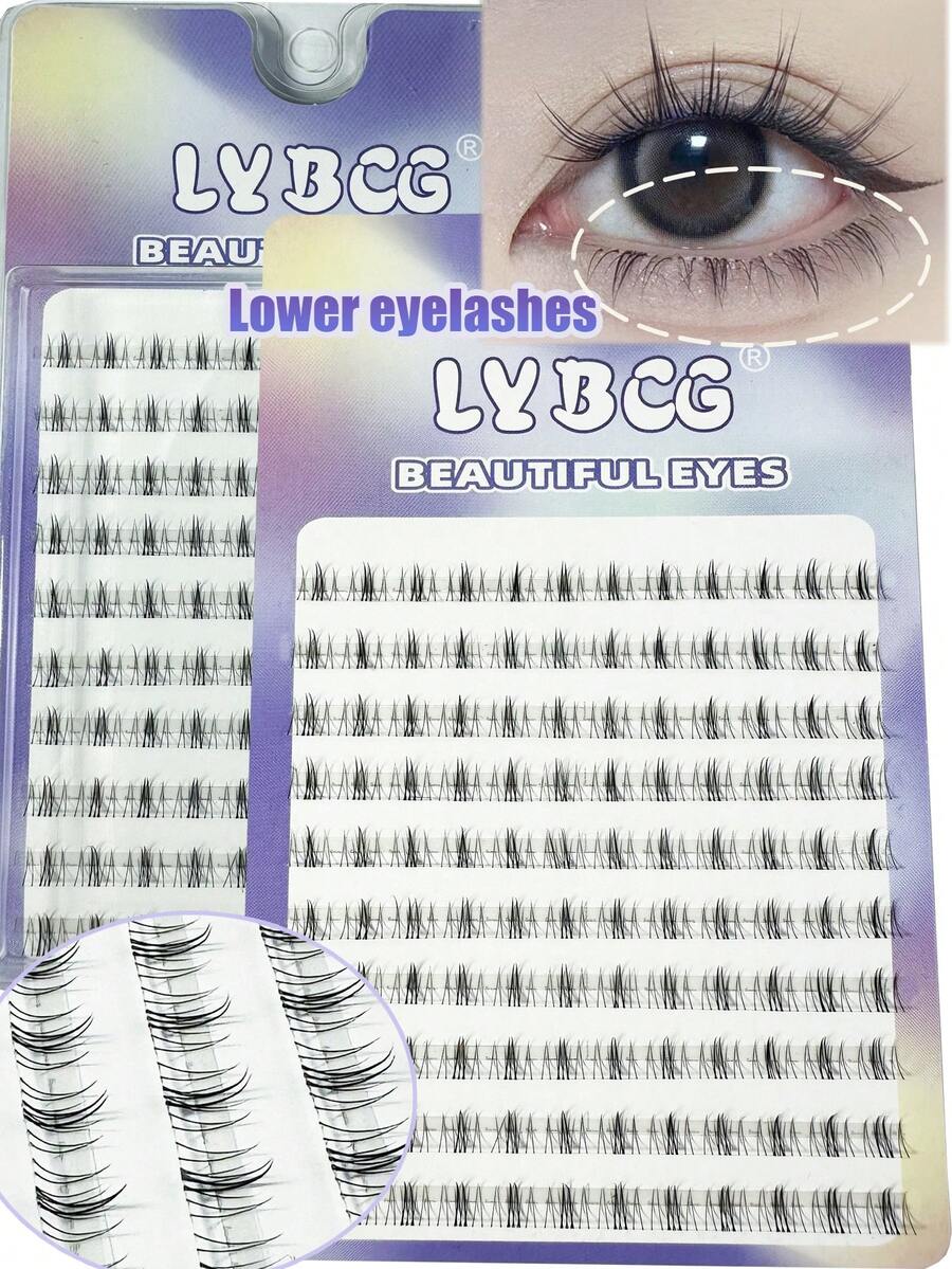 120pcs/10 Rows Natural Looking False Eyelashes, 3-In-1 Korean Style Easy-To-Wear Lower Lash Extension, Suitable For Beginners, Eyelash Clusters, Individual Lashes, False Eyelashes - Black - View 1