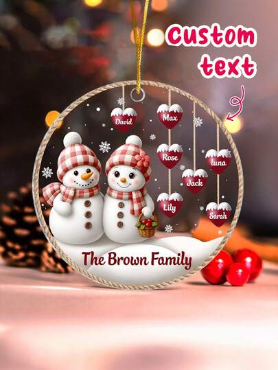 1pc Customized Personalized Heartwarming Snowman 2D Flat Acrylic Family Ornament,Custom Family Name Christmas Snowman Ornament,Christmas Family Ornament, Christmas Gift For Grandmas,Personalized Gifts,Customized Christmas Gifts,Christmas,Personalized Family Ornaments