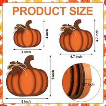 3 Pcs Fall Pumpkin Wooden Signs Decorations 3D Pumpkin Tabletop Sign Autumn Pumpkins Tiered Tray Decor Fall Pumpkins Wood Blocks Autumn Harvest Thanksgiving Home Kitchen Farmhouse Table Decor - Orange - View 3