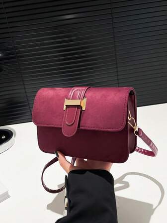 2025 Autumn/Winter New Versatile PU Small Square Crossbody Bag, Fashionable Retro Suede Shoulder Bag