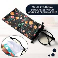 24 Piezas Bolsa para Gafas de Sol Bolsa de Microfibra con Cordn Funda Suave Multicolor para Gafas de Sol Bolsa para Gafas de Sol Bolsa para Anteojos Colores Vvidos, Flor - inicial - Ver 4