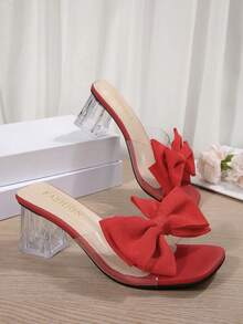 Giày sandal cao gót đế dày cho nữ, họa tiết bướm và hoa, giày công chúa thời trang cho đám cưới. - Đỏ - Xem 8