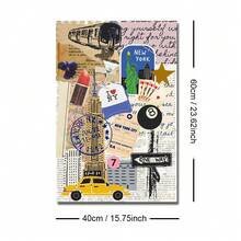 1 Stück ungerahmtes New York City Vintage Preppy Wandkunstposter, Retro-Zeitungsdruck Y2K Leinwanddruck, minimalistisches ästhetisches Dekor Gemälde für Studentenwohnheim, Wohnzimmer, Schlafzimmer, moderne Heimdekoration