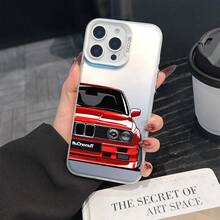 1 Stück Rennwagen Design Laser Farbverlauf Handyhülle, Mode, kompatibel mit Apple 16 & 17, geeignet für Halloween