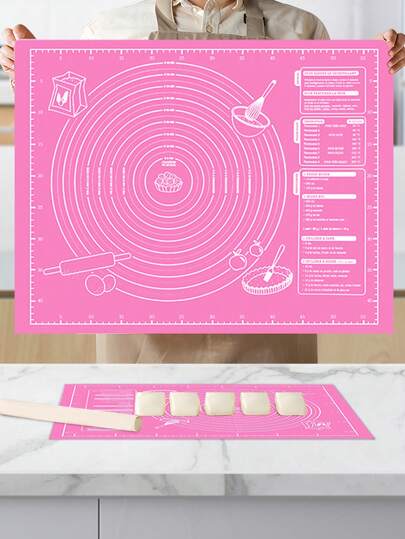 1/2 Thick Dough Rolling Mat, Suitable For Easy Kneading And Shaping Of Pie Crusts, Cookies, Etc. - Durable And Easy To Clean Kitchen Accessory, With Non-Stick Baking Mat, Marked Baking Mat, Pastry Mat, Reusable Non-Stick Baking Mat, Reusable Baking Paper, Pie Crust Rolling Mat, Cookie Making, Home Bakers, Cooking Enthusiasts