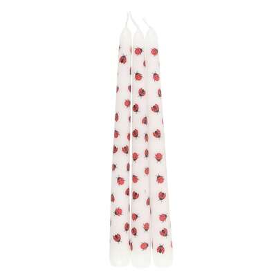 Something Different Love Bug Ladybird Taper Candle (Pack Of 3) (White/Red) - 100% Mixed - (SD6548)