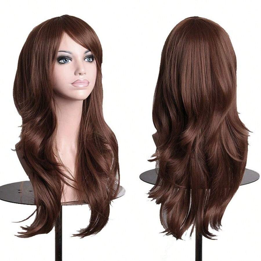 DANESHE Wigs 28" Long Wavy Hair Heat Resistant Cosplay Wig For Women Dark Brown - 深棕色 - 查看 1