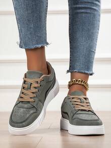 scarpi sportivi casual alla moda da donna, basse, stringate, traspiranti, con blocchi di colore, scarpe sportive leggere e confortevoli - Menta Verde - Visualizzare 6