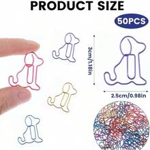 50pcs Dog Shaped Paper Clips, Fancy Animal Decorative Paperclips Cute Multicolored Binder Clips Office Supplies Dog Decor Bookmark Fun Women Men - Bright Blue, Bright Purple, Bright Pink, Bright Red, Gold - View 3
