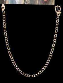 1pc Simple & Elegant Square Buckle Chain Strap, Versatile Felt Hat, Fedora, Daily Hat Accessory