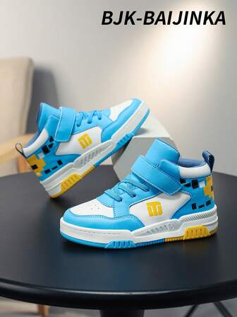  BJK-BAIJINKA Classic Fashion Outdoor Basketball Shoes For Boy & Kids, Hook And Loop Closure, Suitable For School, Sports, Outdoor Activities, Boys
