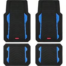 Rubbermaid Car Floor Mat Heavy Duty All-Weather Car Mats Full Set With Dual-Tone Blue Aluminum Inserts Universal Fit Anti-Slip Backing Trim-To-Fit For Most SUV Sedan Van - 藍色 - 查看 1