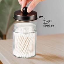 Amolliar 4 Pack Apothecary Jars Bathroom Vanity Storage Organizer With Stainless Steel Lids AndCute Stickers Qtip Dispenser Holder For QtipsCotton Swabs Makeup Sponges Oil Rubbed Bronze (QDS726)