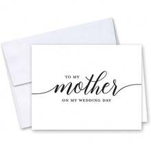 InvitationHouse Simple Script To My Mother | To My Father Wedding Day Folded Note Card Set (Black)2025 - 1 - View 2