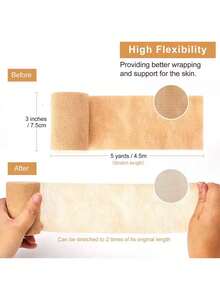 4 Rolls Medical Adhesive Bandages, Elastic Breathable Sports Self-Adhesive Tape, Beige Finger Wrap Bandages, Suitable For Wrist, Ankle, First Aid - Multicolor - View 6