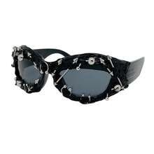 1 PC Personality Rivet Sunglasses Fashion Sunglasses  Dark Punk Style Sunglasses Men's Glasses Women's Glasses Couple Style - 黑框灰片 - 查看 5