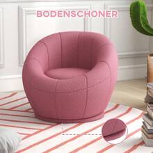 HOMCOM Swivel Chair, Plush Single Chair With Load Capacity Up To 120kg, Pink, Ideal For Living Room And Relaxation