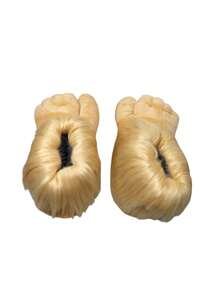 Pantuflas suaves y divertidas con forma de pie grande para adulto - Beis - Ver 6