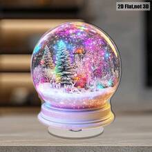 2D Flat, 360° Rotating Snow Globe With Enchanting Winter Forest Scene, Delicate Snowflakes And Warm Lighting - Polyester, No Electricity Required - Suitable For Holiday Home Decor Or Unique Gift, Snow Globe Christmas Decoration, Holiday Room Decor, Classic Decorative Style, 2D Flat