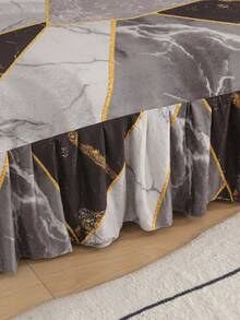 1件简约优雅金色大理石纹沙发床罩带裙边，轻奢风格，防滑耐用，可拆洗家居用品