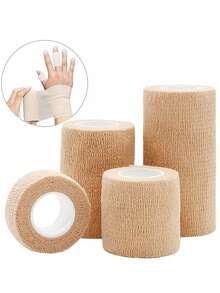 4 Rolls Medical Adhesive Bandages, Elastic Breathable Sports Self-Adhesive Tape, Beige Finger Wrap Bandages, Suitable For Wrist, Ankle, First Aid - Multicolor - View 2