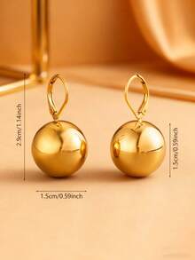 MONALLY 1 Pair Minimalist Teardrop Stainless Steel Earrings, Fashionable Versatile Jewelry Gift For Women, Birthday Party - Yellow Gold - View 7