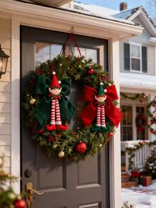 2 Stück Weihnachtsbaum Anhänger Schleifen Ornamente, Weihnachts grüne rote Schleifen Weihnachtsbaum Girlande Dekoration, Weihnachtsdekoration, Szenenrequisiten Ornamente, Anhänger Feiertags Tischdekoration Kamin Tür Fenster Boden Geschenk, Weihnachtsbaum Dekorationen, sehr geeignet für Weihnachten und Heimdekoration, verschiedene Party-Event DIY Dekoration