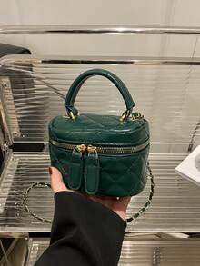 Lightweight Mini Bag, Chain Bag, Quilted Bag, Handbag, Bucket Bag, Suitable For Girls, College Students And Office Ladies, Great For Office, University, Work, Commuting, Outdoor Activities, Travel And Picnics - Dark Green - View 7