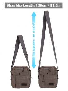 Multi-Pocket Crossbody Bag Casual Canvas Shoulder Bag Unisex Messenger Bag For Work & Travel - 灰色 - 查看 7