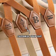 1pc Personalized Groomsman Suspenders, PU Suspenders, Groom Suspenders, Valentine's Day Gift, Anniversary Gift, Wedding Suspenders, Best Man Gift, Groomsman Gift, Anniversary Gift - Multicolor - View 2