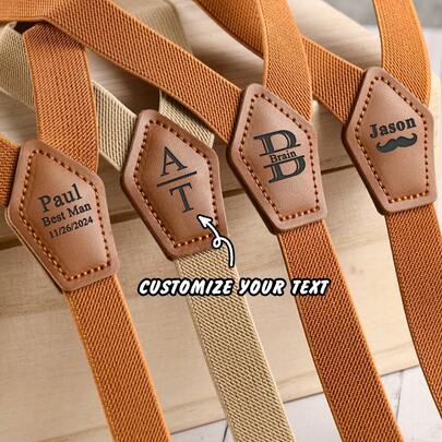1pc Personalized Groomsman Suspenders, PU Suspenders, Groom Suspenders, Valentine's Day Gift, Anniversary Gift, Wedding Suspenders, Best Man Gift, Groomsman Gift, Anniversary Gift