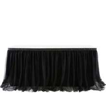 1pc Black Tulle Pleated Table Skirt, Suitable For Rectangle And Round Dining Tables - Perfect For Birthday Party, Wedding, Bridal Shower, Cake Table Decor And All Celebration Events - Black - View 8