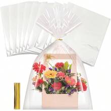 Clear Cellophane Bags With Twist Ties For Gift Presents Wine Bottles Bridal Showers Baby Showers And More Flat Design No Gusset Ribbon Included 10 Pack 16x24 Inch Ideal For Wedding Favors Party Decorations And Elegant Packaging Solutions