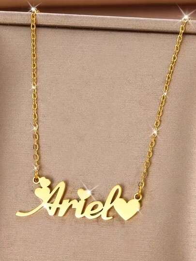 Personalized Romantic Love Letter Pendant Necklace - Customized Stainless Steel Heart-Shaped Decoration, An Elegant Gift For Her, For Anniversaries, Birthdays, And Valentine's Day, Custom Necklace With Stylish Font Design And Exquisite Craftsmanship