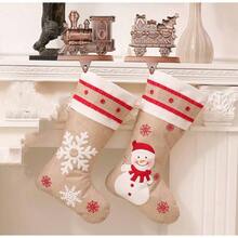 Stocking Holders Mantel, 4pc Holiday Stocking Hangers, Snowflake Snowman Reindeer Tree Stocking Hook Set, Alloy Weighted Non - Skid Stocking Hook Xmas Fireplace Decor