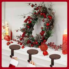 3 Pack Round Stocking Holders Metal Mantel Stockings Hangers Fireplace Shelf Garland Mantle Grips Set Xmas Party Decoration Black, 3