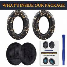 SoloWIT Almohadillas para 35 (QC35) & Quiet Comfort 35II (QC35) Auriculares, Espuma de Alta Densidad y Cuero Proteico - Oro Negro - Ver 5