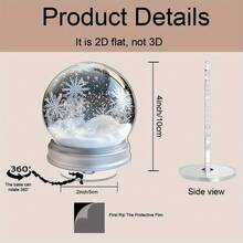 2D Flat, 360° Rotating Snow Globe With Enchanting Winter Forest Scene, Delicate Snowflakes And Warm Lighting - Polyester, No Electricity Required - Suitable For Holiday Home Decor Or Unique Gift, Snow Globe Christmas Decoration, Holiday Room Decor, Classic Decorative Style, 2D Flat