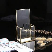 Gold Framed Glass Newspaper Magazine Holder Rack Suitable For 4x9 Inch Booklets, Brochures, Pamphlets, Tri-Fold Displays, Office, Booklets, Menus, Magazines, Literature - Gold - View 10