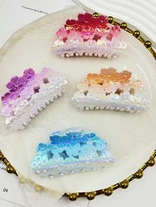 1 Stück/3 Stück/6 Stück florale Muster Lässig ABS Kunststoff (ABS Harz) 2025 Neuer Boho-Stil Halbkreis Haarclips, personalisierte minimalistische karierte Haarklaue für Frauen elegante Haaraccessoires elegante Haarspange Winter Haarklammer