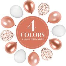 31pcs Rose Golden Confetti Latex Balloons - Party Wedding Decorations With Platinum Balloon And Ribbon - Elegant Bride Shower Accessories