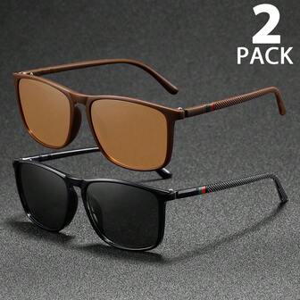 2 副男女通用全框矩形高级眼镜套装，理想的礼物之选