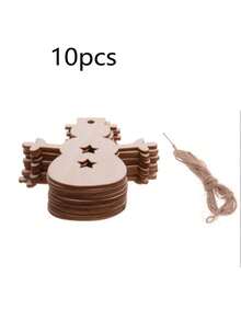 10pcs Natural Wooden Star Shaped Decorative Hanging Ornaments, Blank Wooden Stars For DIY Crafts, Christmas Tree Ornaments, Home Decor, Suitable For Halloween, Home Decoration, Parties, Holidays, Birthday Gifts, DIY