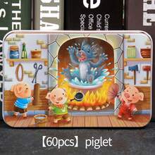 1 Box Of 60 Wooden Puzzle Pieces In Metal Box, Educational Jigsaw Puzzles With Puzzle Board, Kindergarten Gift,Puzzle Pieces,300 Pieces Puzzle,Hot Air Balloon Toy - Multicolor - View 10